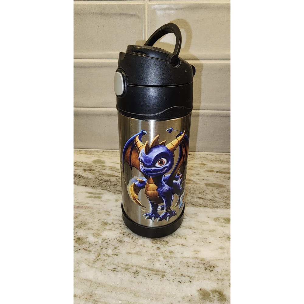 Thermos Water Bottle Kids 12oz Silver Skylanders Giants Spyro Funtainer